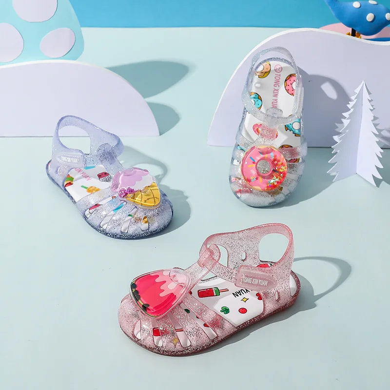 Summer Girls Sandals Cute Fruit Jelly Princess Shoe Children Hollow Out Breathable Beach Sandals Waterproof Anti Slip Kids Shoes