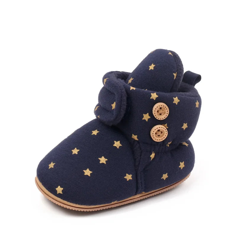 2024 Winter Baby Boots, Infant Girls Boys Warm Fashion Solid Shoes with Fuzzy Balls First Walkers Kid Shoes 0-18M High Quality