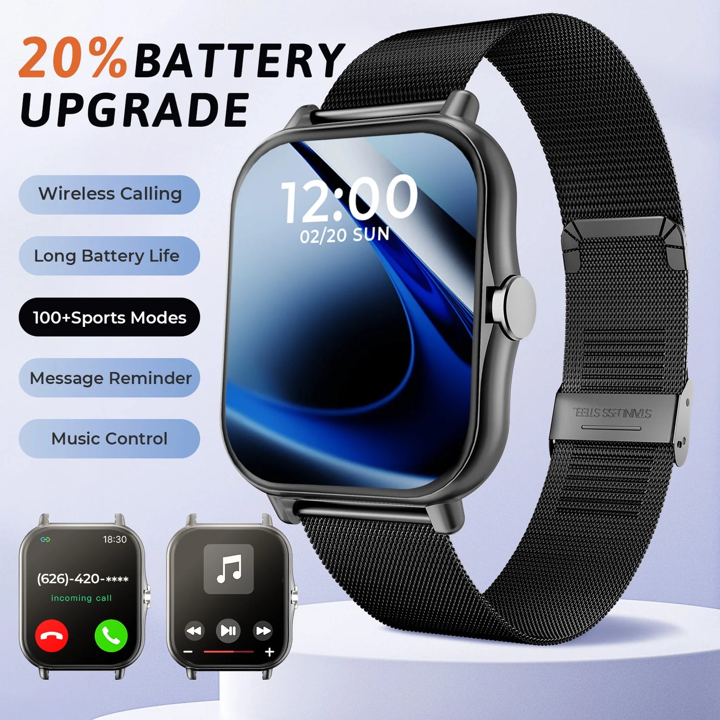 2026 New Smart Watch 1.83 HD Screen Multi-color Watch Strap Bluetooth Call Outdoor Sport Watch For Android/IOS Men Women