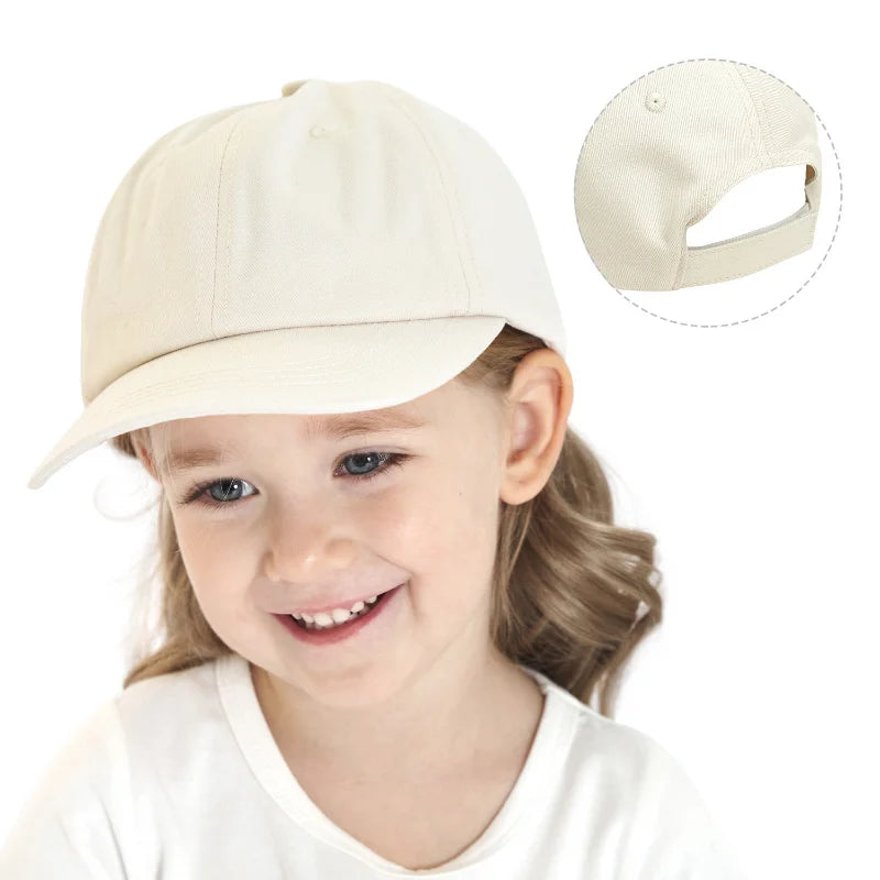 Kids Snap Back Baseball Cap Solid Color Spring Summer Hip Hop Boy Hats Sun Caps Adjustable Breathable Outdoor Travel Kids Hats