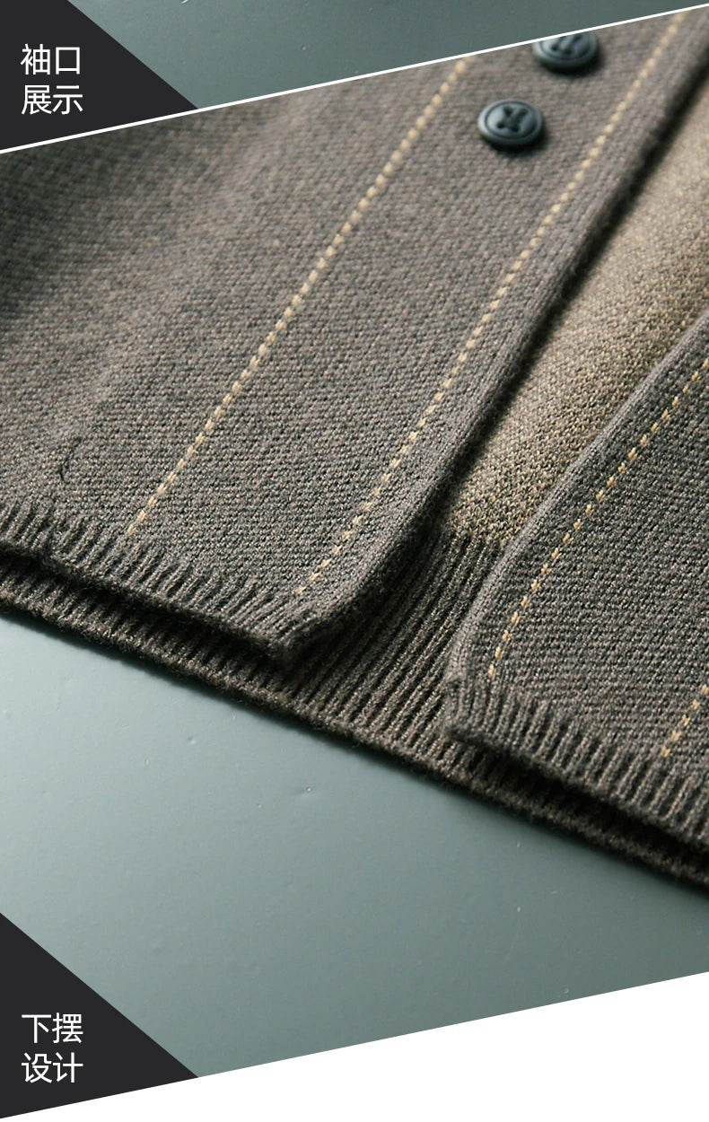 Fall/Winter New Men's Wool Cardigan Jacket Knitted Outer Cashmere Sweater Men's Wear