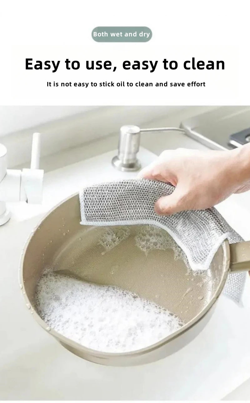 20/1pcs Magic Cleaning Cloth Thickened Double -sided Metal Steel Wire Rags Kitchen Dish Pot Washdishing Cloths Towel Clean Tools