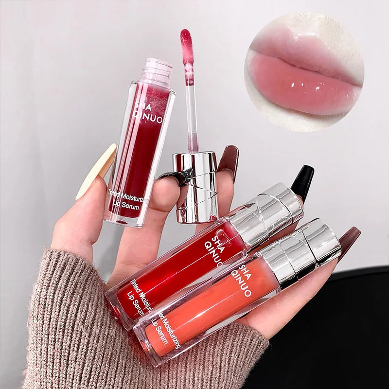 SHAQINUO Tinted Lip Serum 2.6g Deep Moisturizing Hydrating Tinted Lip Gloss Watery Glossy Mirror Finish Natural Nude Makeup