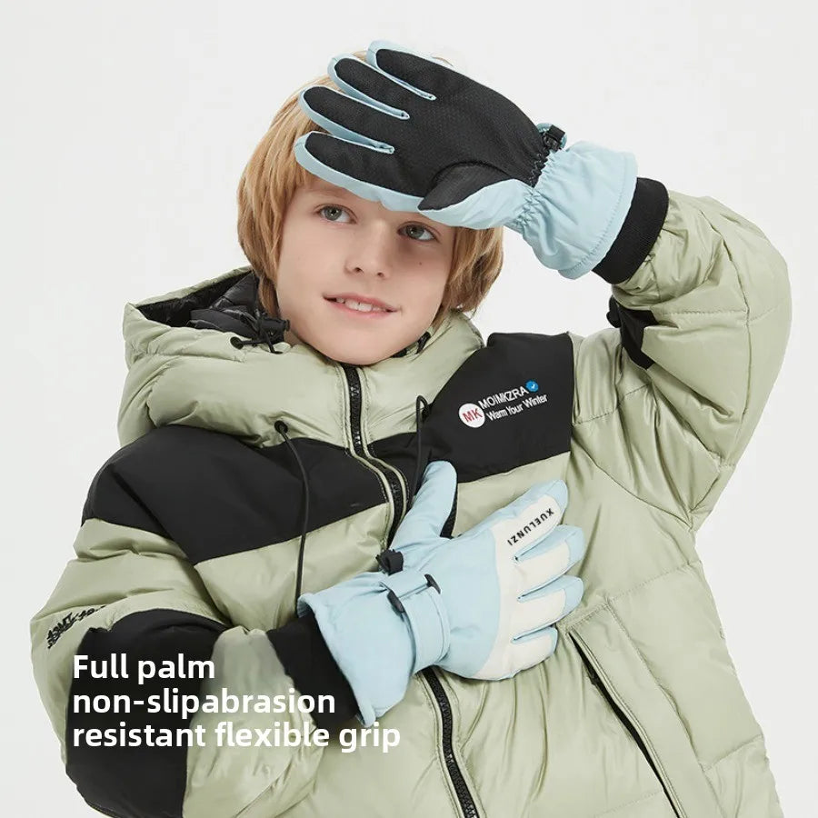 Kids Winter Ski Gloves Waterproof Thermal Snow Gloves for Boys Girls Outdoor Cold Weather Mittens for Cycling Riding and Sports