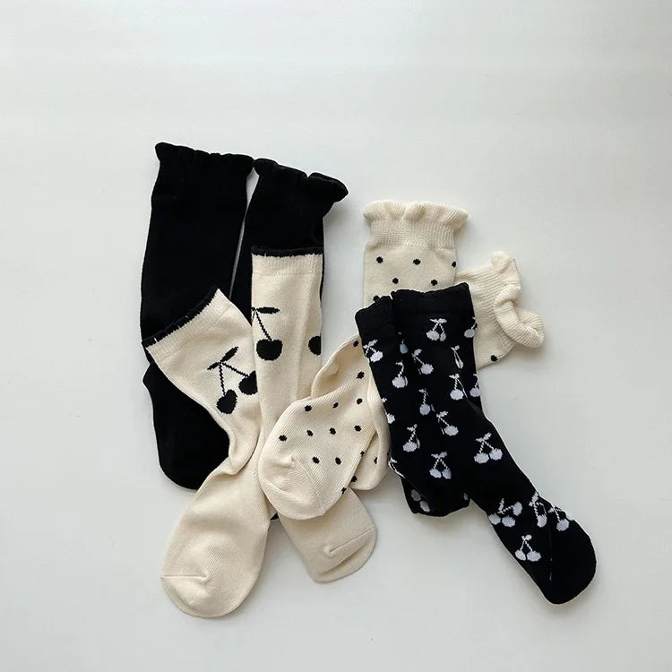 Baby Socks Kids Cherry Pattern Cotton Socks Toddler Children Socks 1-12Y