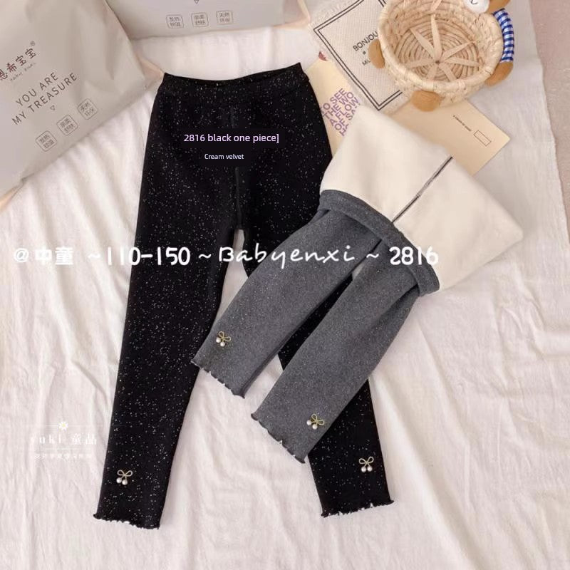 Enxi Baby Medium and Large Cashmere Bone-Free Stitching One-Piece Trousers