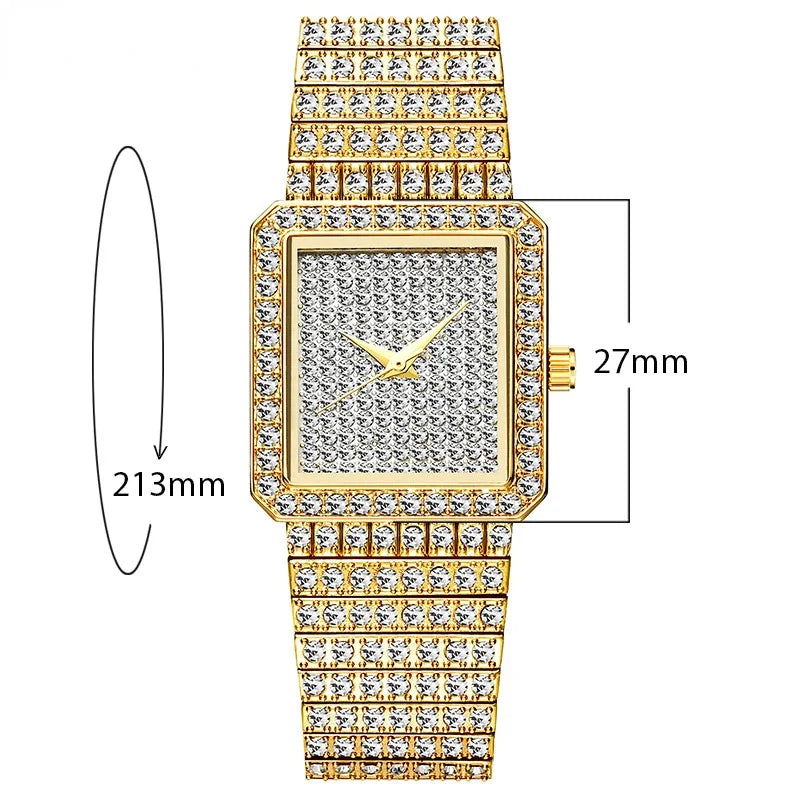 Diamond Square Women Watch Gold Silver Luxury Ladies Dress Quartz Watch Casual Simple Couple Wristwatches Dames Horloges