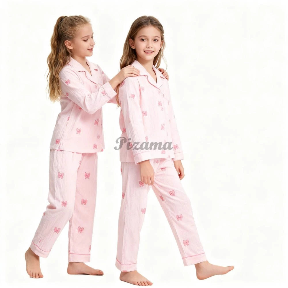 Spring Autumn Winter Teen Girls Pajamas Sets Children 2 Piece Full Sleeve Loungewear Kids Pyjamas Button Down Pijama Teen Niña