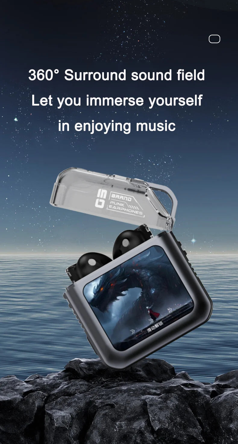 Bluetooth Touch Screen Earphone Noise Reduction Half In Ear Style Multi Function Long Battery Life Listen Music Phone Call