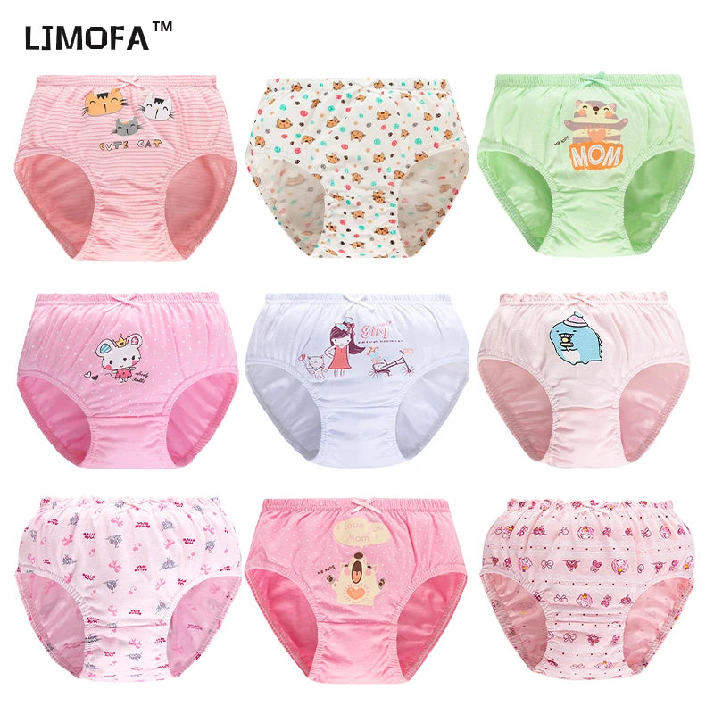 LJMOFA 1 piece Random Kid Cute Brief Cartoon Underwear Child Girl Designs Printing Strip Shorts Panties For Baby Boy 2-13Y B148