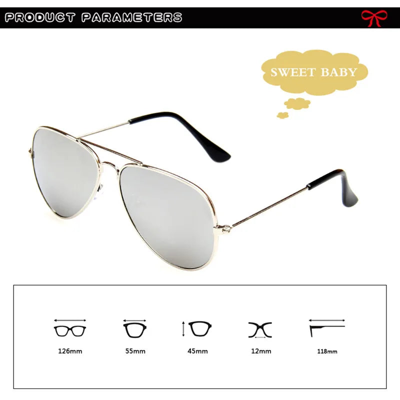 Fashion Brand Child Sunglasses Mirror Glasses Metal Pilot Sunglasses for Girl Boy Kids Sunglasses Children Glasses Goggles