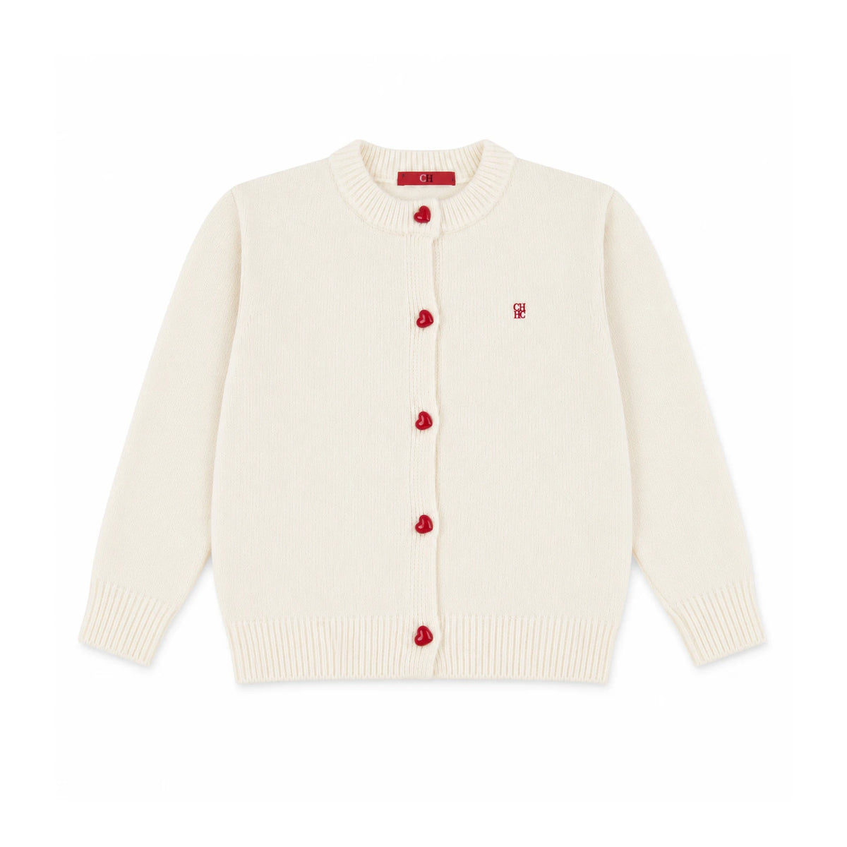 CH Girls Knit Cardigan Sweater Crew Neck Long Sleeve Heart Button Casual Soft Jacket for Kids Spring Autumn