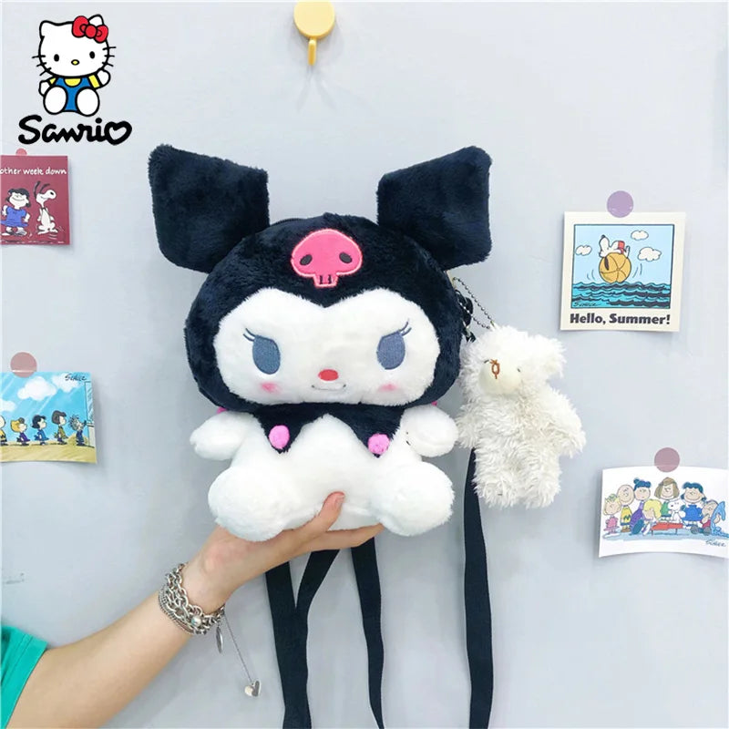 Sanrio Plush Bag Cartoon Anime Kuromi Backpack Plushies Kawaii Stuffed Plush Shoulder Bag Messenger Bag For Girls Children Gifts