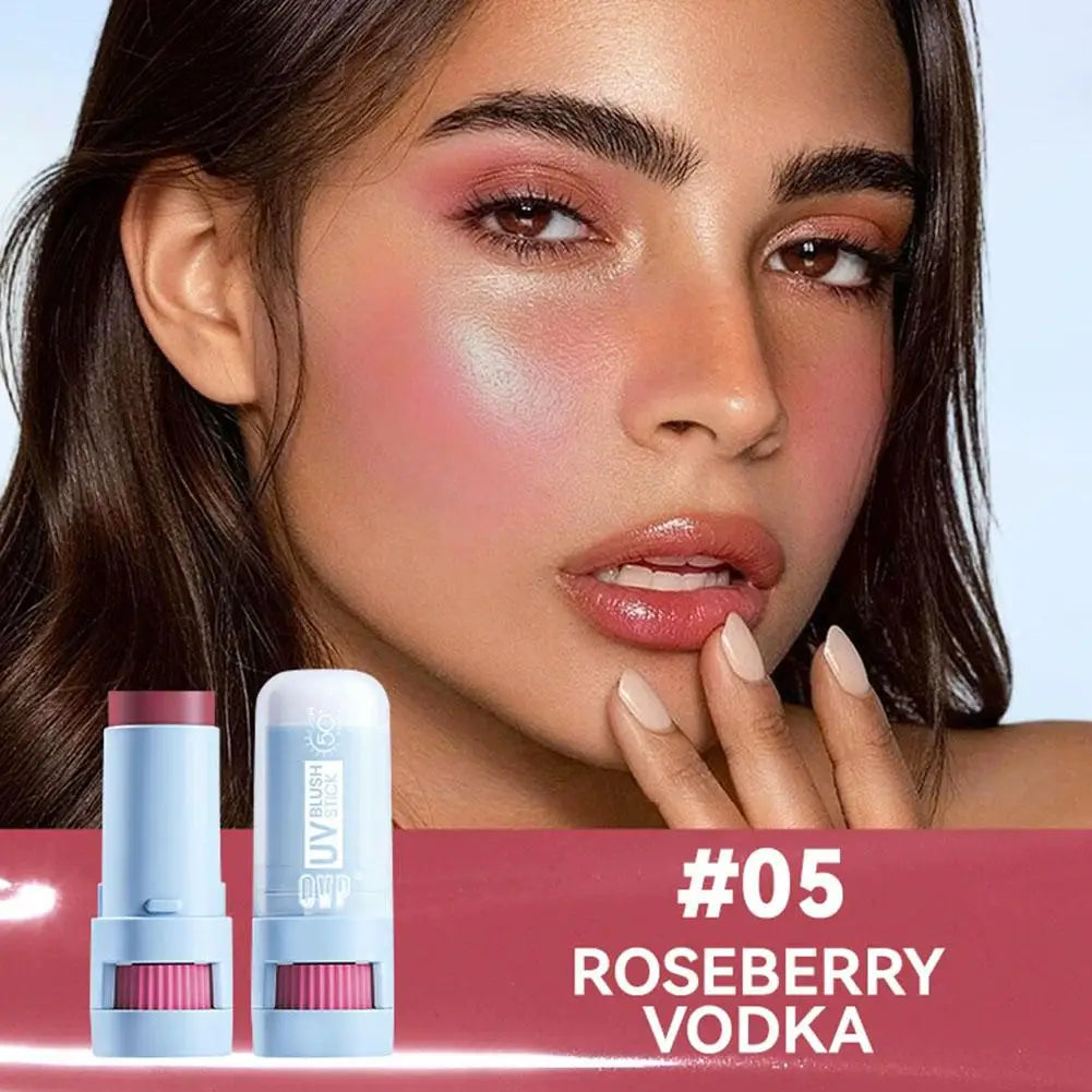 Matte Blush Stick with Natural Satin Finish Offers 5 Color Shades Moderate Coverage Long-lasting Nourishing Skin Care Makeup