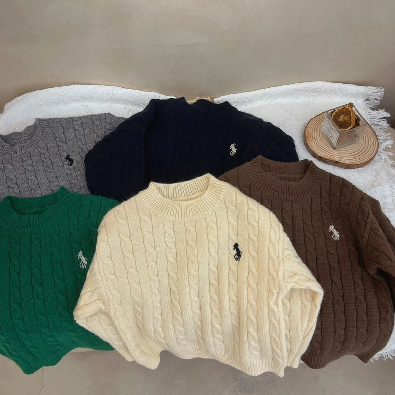 IYEAL primavera y otoño suéteres para niños niñas tesoro tejido Retro jerseys raglán chaquetas sueltas camisetas de algodón