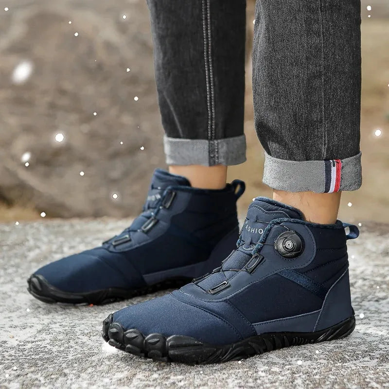Winter Unisex Boots Plush Warm Snow Boots Comfortable Wide Toe Barefoot Shoes Winter High-top Casual Sneakers Botas Para Hombre