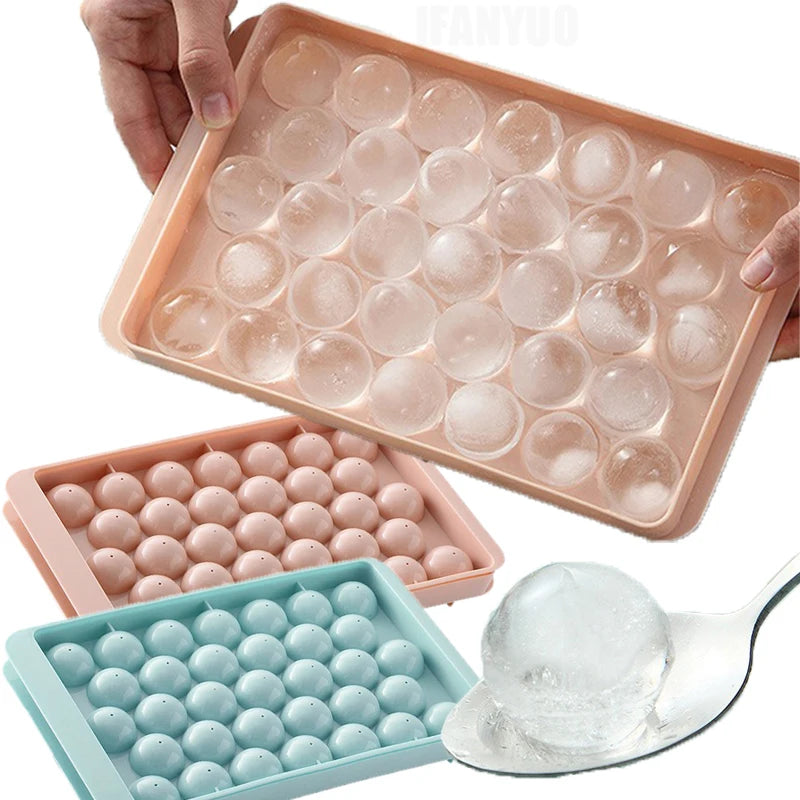 33 Ice Ball Mold - Whiskey Cocktail Round Ice Cube Maker with Lid, Perfect Hockey Ball Shape, BPA Free Mini Tray Kitchen Tools