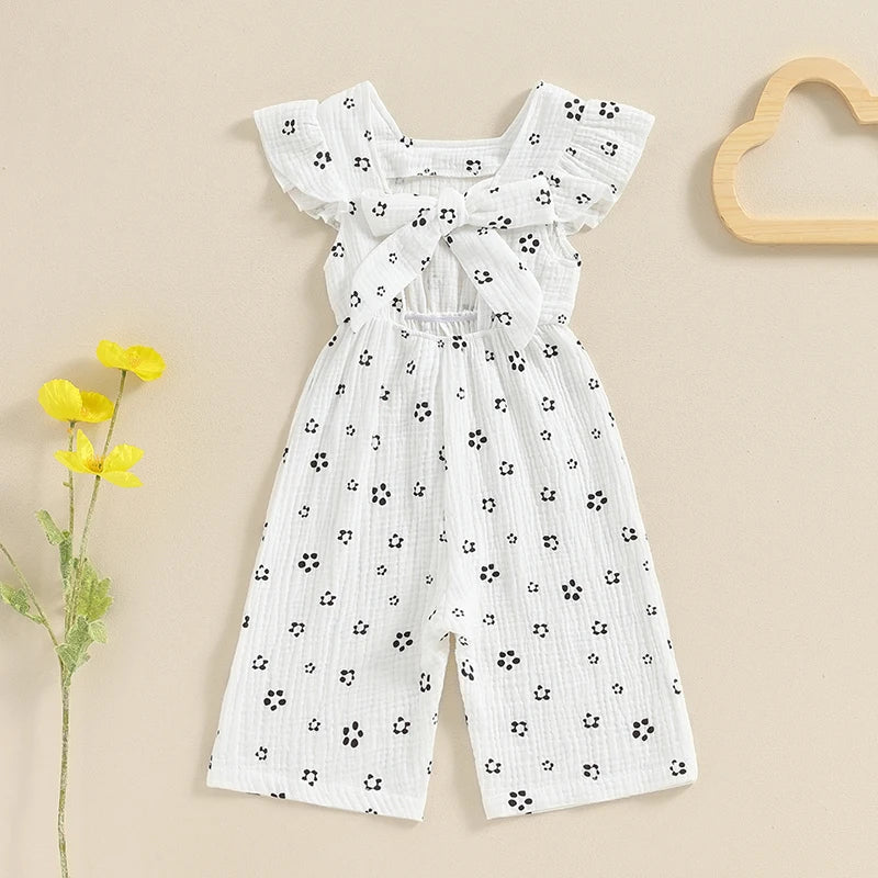 Mameluco de verano para niña, mono informal con estampado Floral y volantes, pantalones para recién nacido, ropa linda