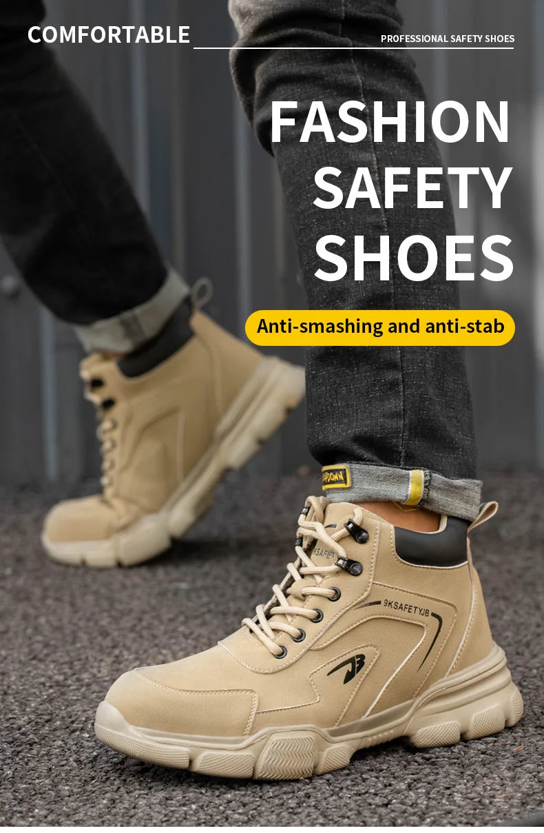 Winter Plush Work Boots For Men Ankle Anti-smash Anti-puncture Safety Shoes Steel Toe Protective Male Footwear Indestructible
