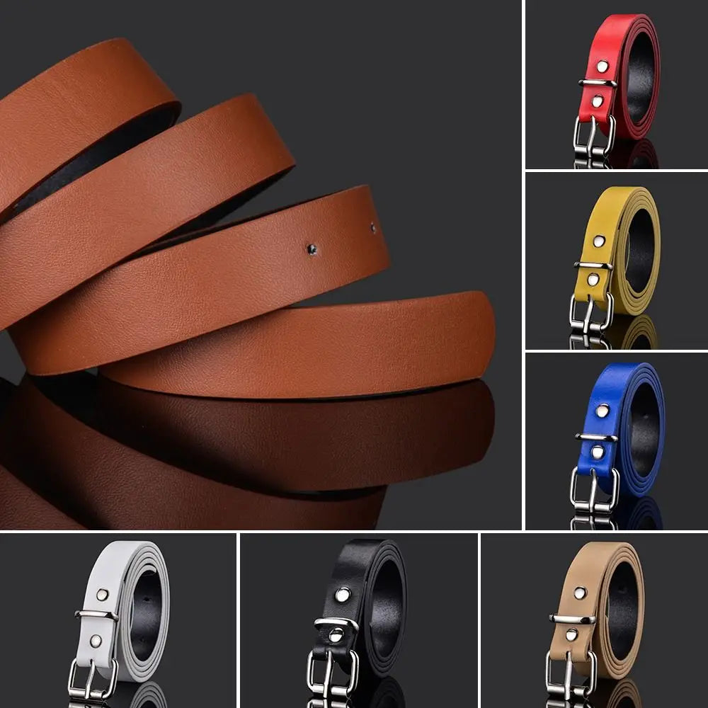 Boys Girls Retro Casual Trouser Dress Belts Thin Waist Strap Children Leather Belt Pin Buckle Waistband