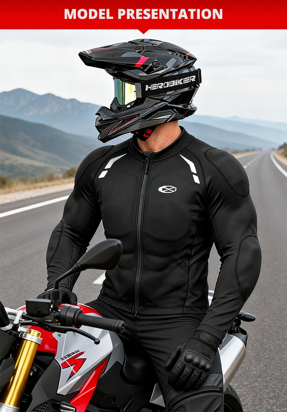 Men's Motorcycle Jacket Breathable Motorbike Riding Jackets Built-in Protective Gear Four Seasons Motocross Clothing Anti-fall