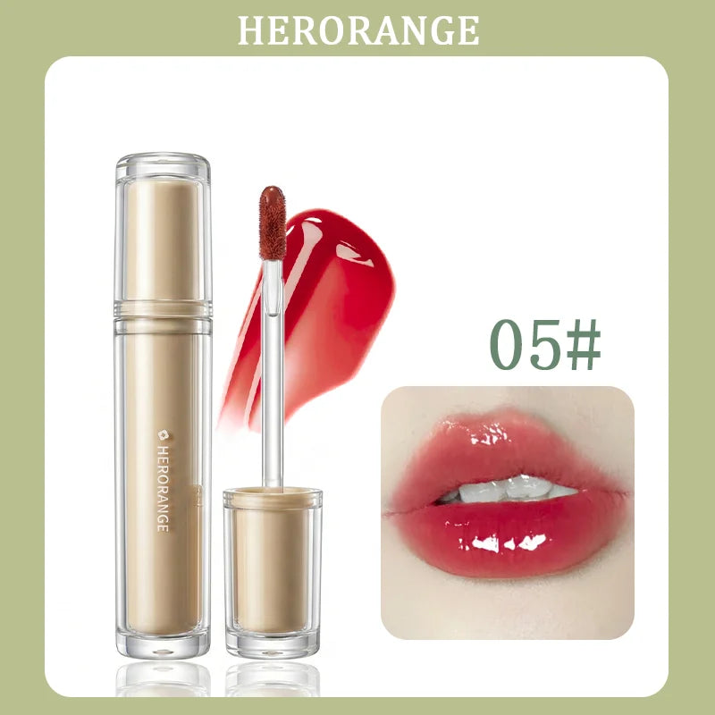 Herorange Iced Tea Gloss Lip Gloss Moisturizing Non-Drying Plump Lips Korean Style for Daily Bare Makeup