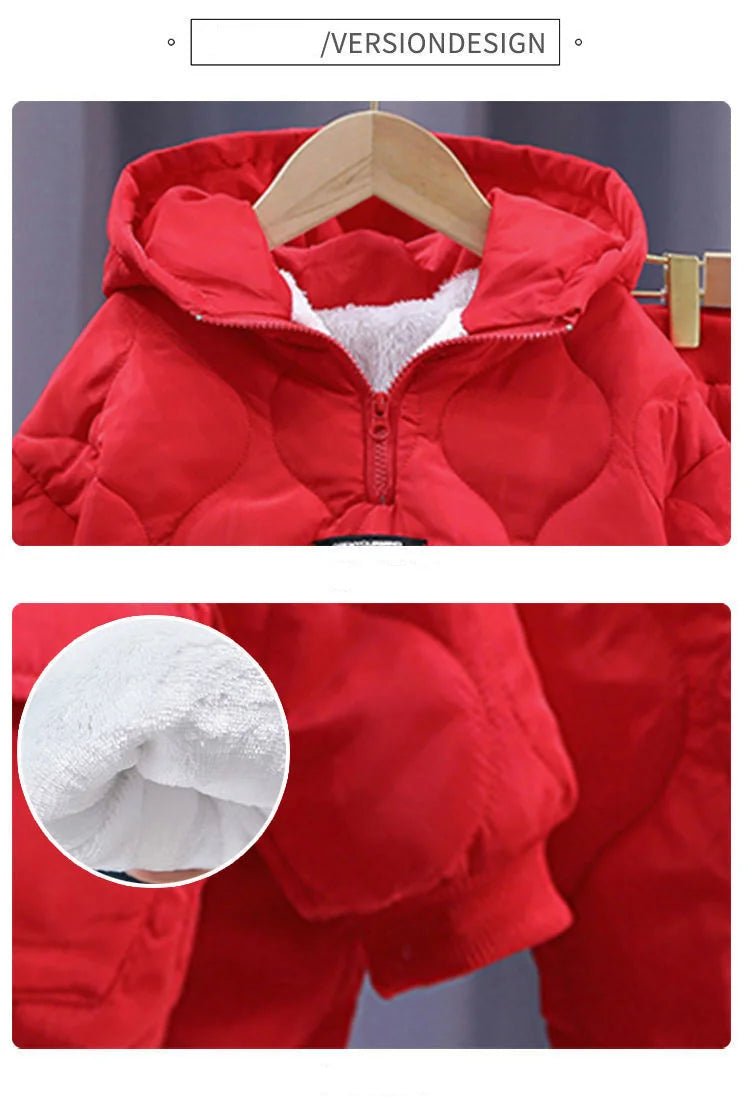 2022 Winter Girls Boys Clothing Sets 2-10 Years Children Warm Thick Jackets Pants Suit Boy Coats Trousers Kids Tracksuit Outfit