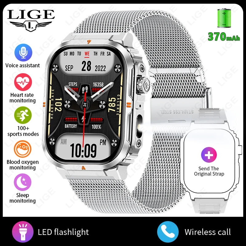LIGE New Smart Watch For Men Women 2.01" HD Display Health Monitor Sport Fitness Watches AI Voice Bluetooth Call Smartwatch Men