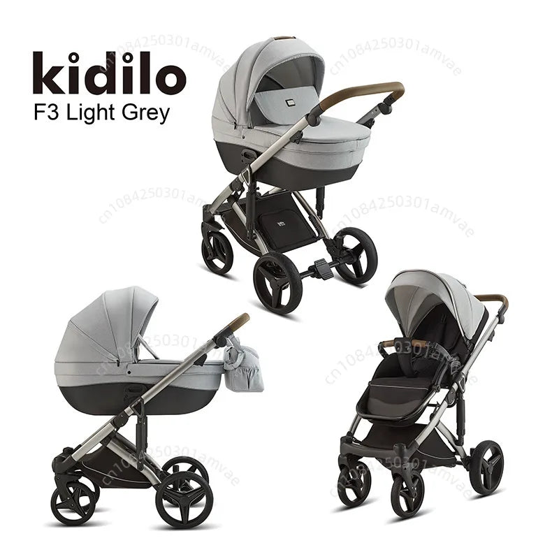 Deluxe Baby Stroller 2 in 1 High View Comfortable Baby Stroller Foldable Portable Travel Baby Carriage with Mother Bag