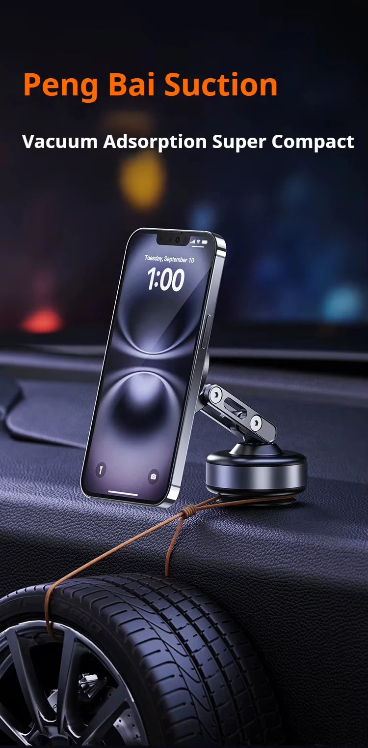 Magnetic Car Phone Holder 360° Rotating Folding Electric Vacuum Suction for Car Navigation Gym Kitchen Streaming Bracket