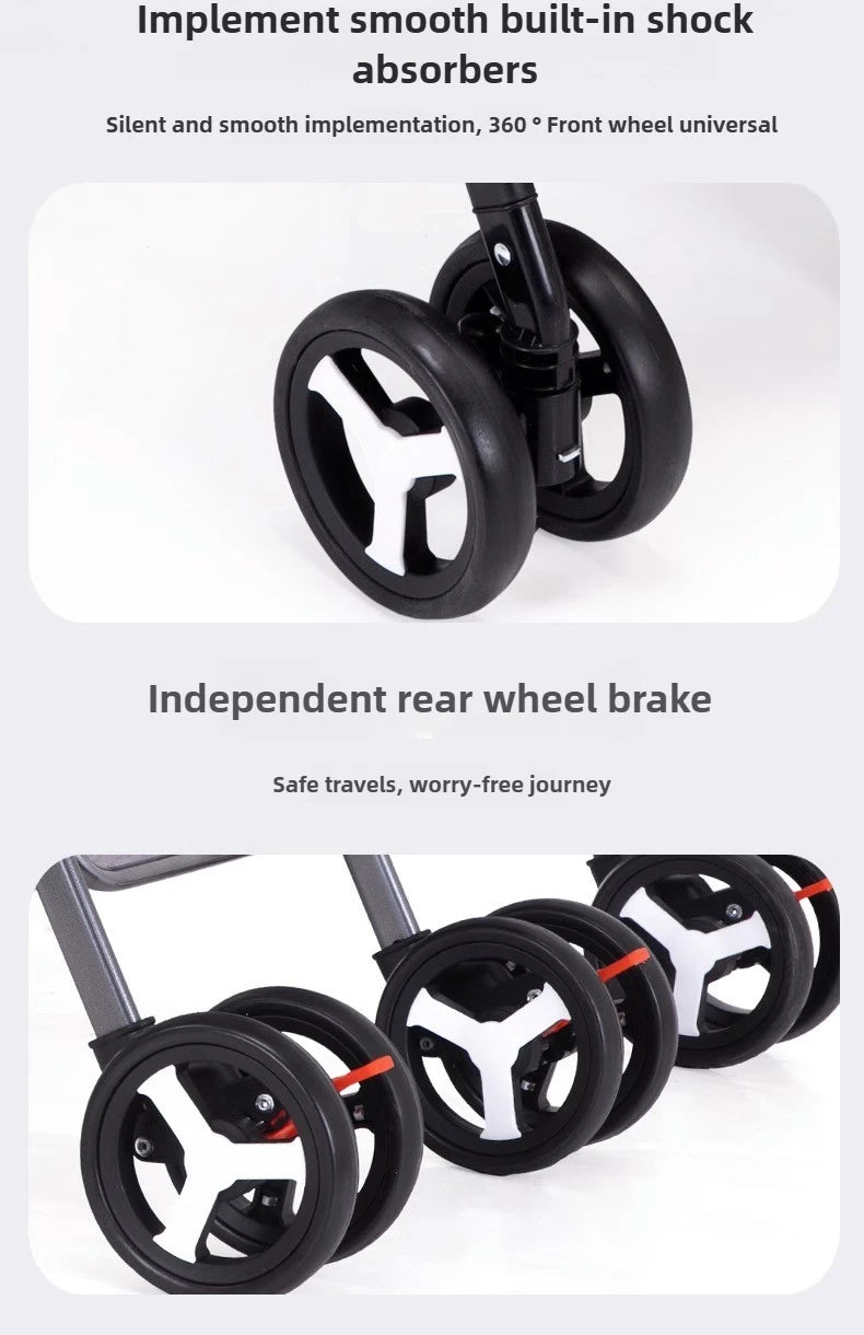 Twin Stroller, Double Seat/double Recline Stroller, Foldable, Suitable for Two People and Can Be Taken Into Elevators.