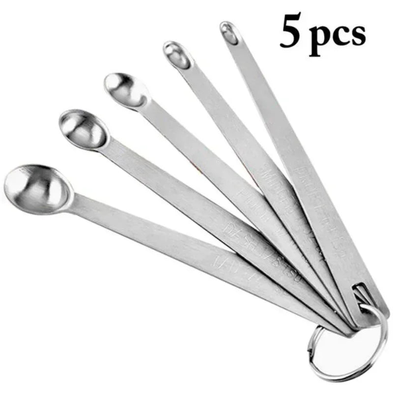 5Pcs/set Mini Measuring Spoon Set Stainless Steel Seasoning Dry And Liquid Ingredients Kitchen Mearure Tools Home Supplies