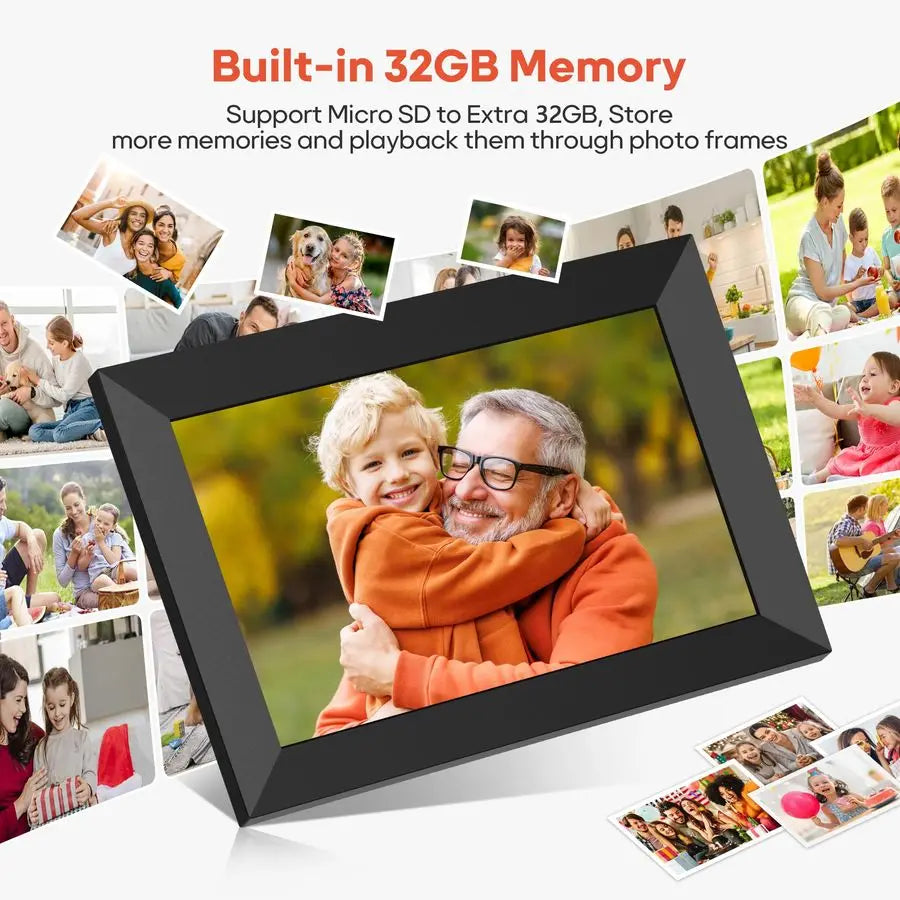 Digital Picture Frame, 10.1 Frameo Digital Frame WiFi with 32GB Memory, 1280x800 IPS Touch Screen, Send Photos Videos from Your