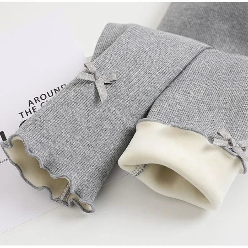 Autumn Winter Sweet Girls Legging Pants Kids Thick Warm Trousers Winter Warm Plush Trousers Elastic Waist Leggings Kids Pants
