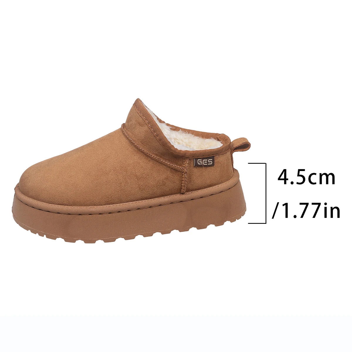 Snow Boots for Women 2026 Winter New Cashmere Warm Thick Soles Without Heel-covered Hair Half Slipper Cotton Shoes for Women