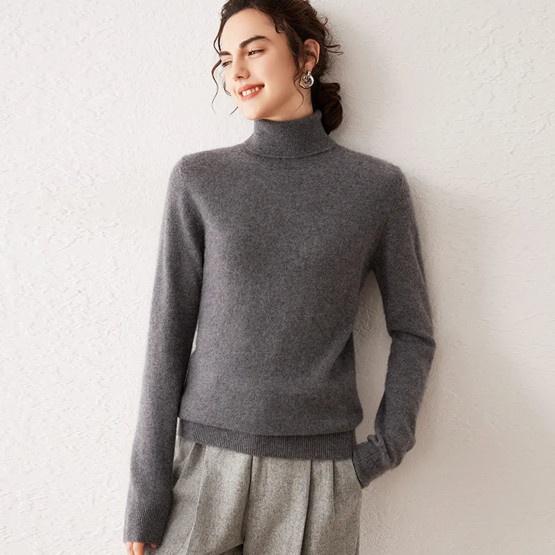 Ladies Sweater Cashmere Sweater Women Wool Turtleneck Knitwears 100% Cashmere Tops Long Sleeve Pullovers Jumpers Female Clothing