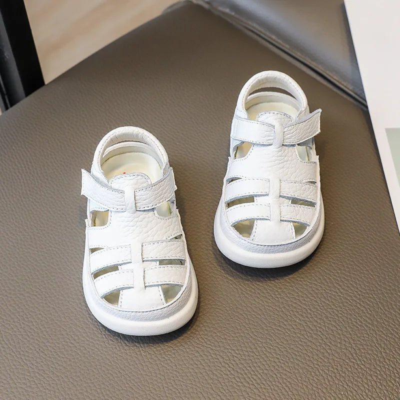 Baby Boys Sandals Girls Casual Shoes 2023 Summer Infant Toddler Shoes Anti-Slippery Genuine Leather Sport Beach Sandals for Kids