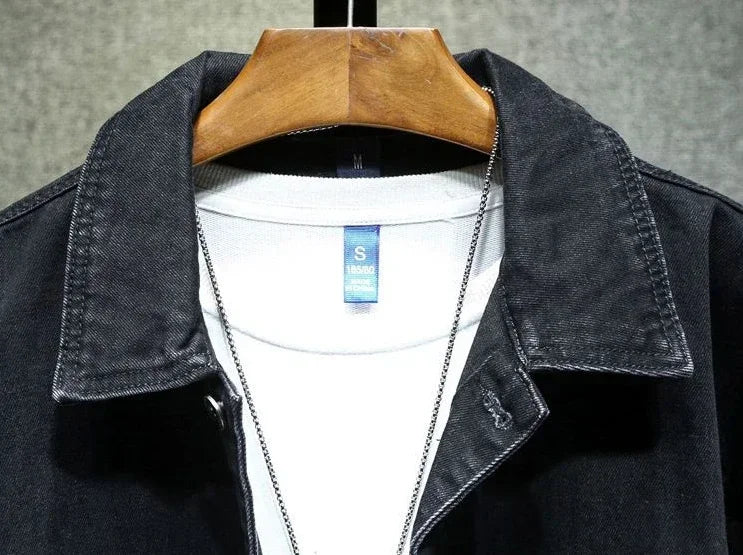 Denim Jackets Man Autumn Cargo Jeans Coat for Men Black Low Price Clothing of Fabric on Board Elatic Designer Korean Style G