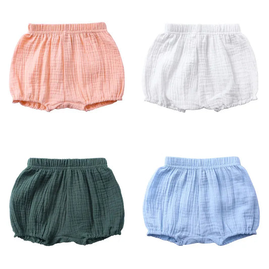 Summer Kids Solid Color Baby Girl Shorts Cotton Linen Bread short Pants Fashion Newborn Bloomers 6 Months-4 Years