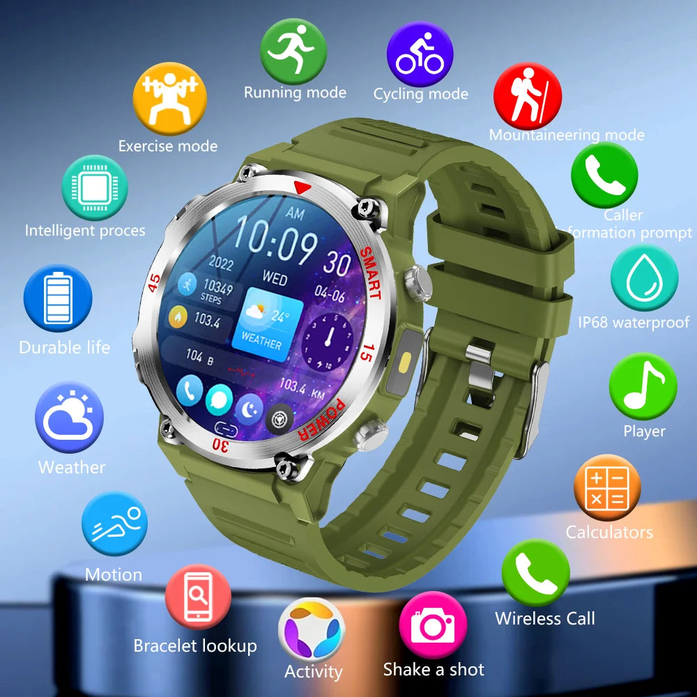 Smart Watch Men Women 1.52" Always-On Display Step Counter Magnetic Charging Bluetooth Call Fitness Tracker Multisport Modes