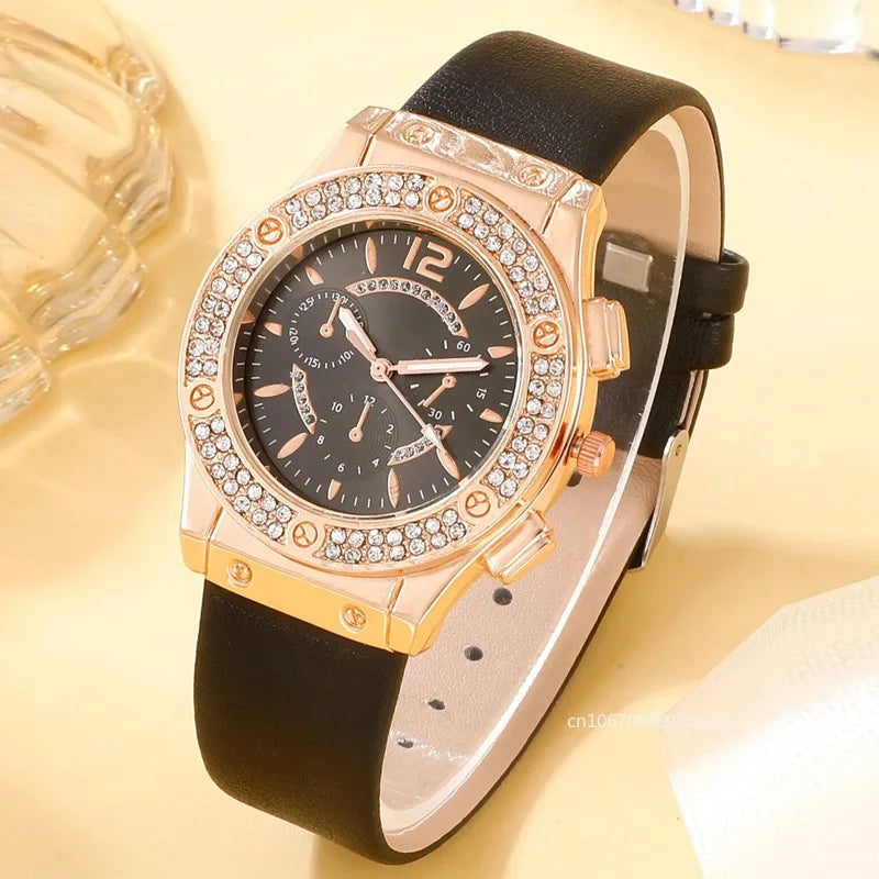 Flower Bracelet Watches Set Luxury Rhinestone Women Fashion Elegant Wristwatch Quartz Watch for Girl Ladies Clock Reloj Mujer