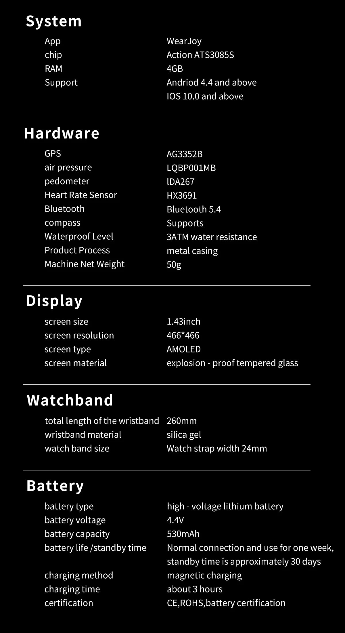 2026 New Smart Watch for Men with Built in GPS Maps 100+ Sport Modes 3ATM Waterproof BT Call MP3 MP4 Playback Altitude Compass