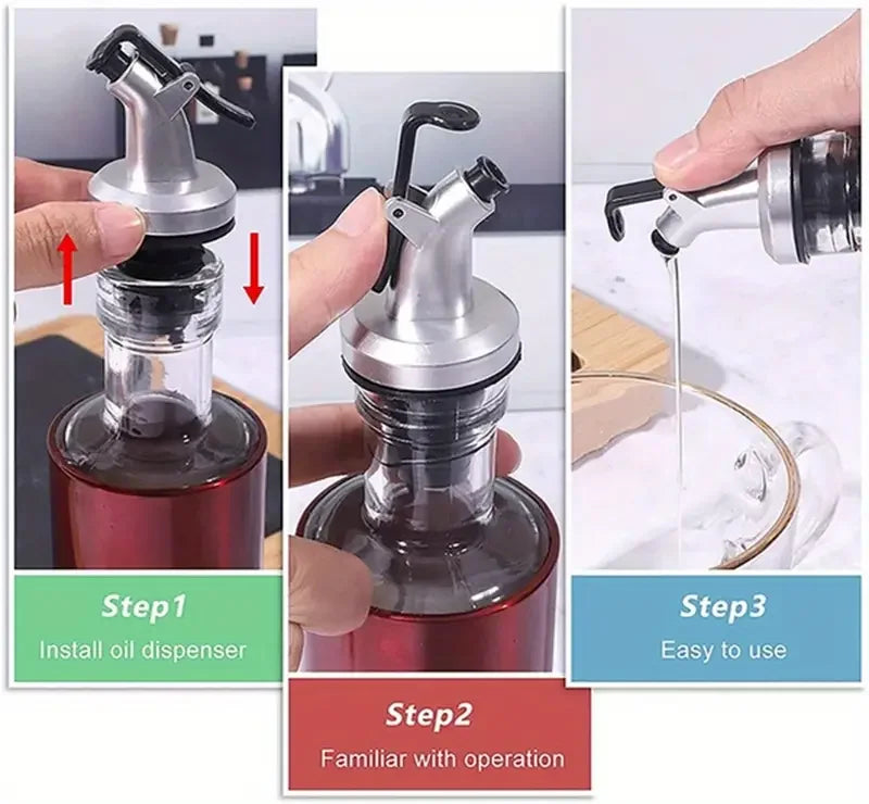 Gold Olive Oil Spouts Oil Vinegar Bottle Stopper Spout Leakproof Food Grade Plastic Sprayer Wine Vinegar Spouts Kitchen Tools