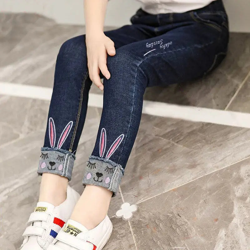 New Teenage Girls Jeans 2026 Spring Autumn Casual Fashion Loose Blue Kids Leg Wide Pants School Children Trousers 3-12Year
