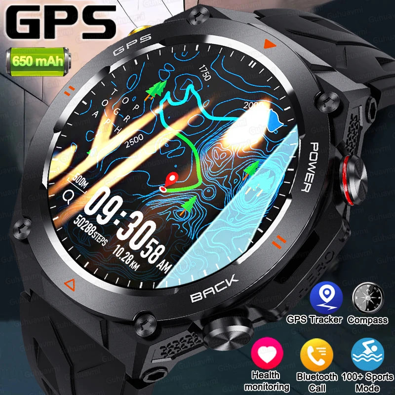 GPS Smart Watch Men Outdoor Digital Sports Fitness Smartwatch 650mAh AMOLED AOD Bluetooth Electronic Watch Women For Android IOS