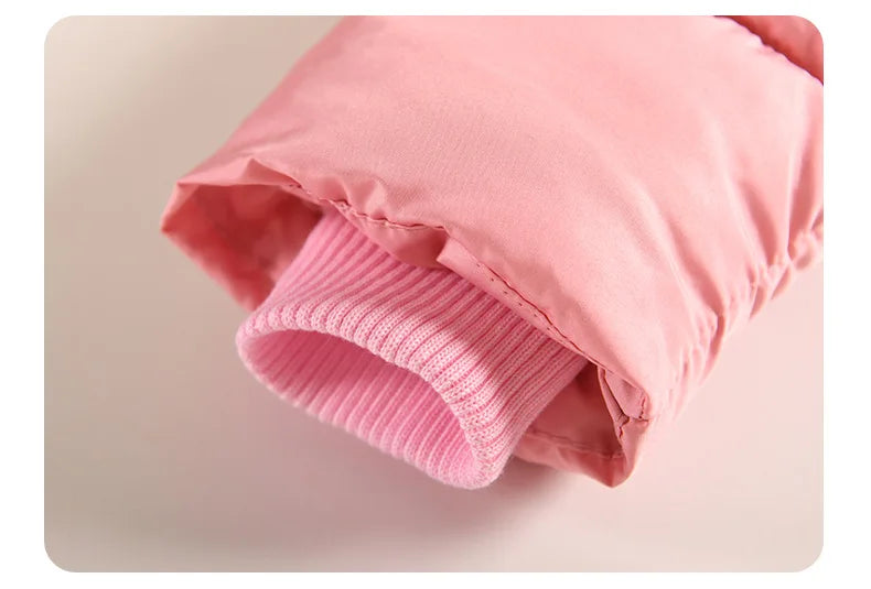 2025 Winter New Girls Jacket Long Solid Color Lining Berber Fleece Thick Warm Hooded Parka For 4-10Y Girls Bow Fashion Snowsuit