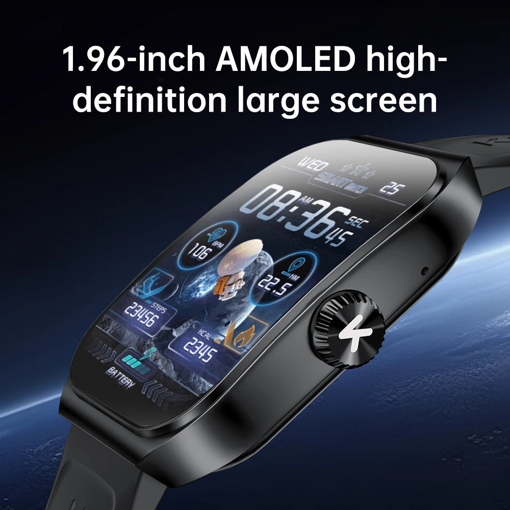 KUMI KU7 Smartwatches 1.96" Amoled 100+Sport Modes NFC IP68 Waterproof  Bluetooth Call Health Sleep Monitoring sos for man woman