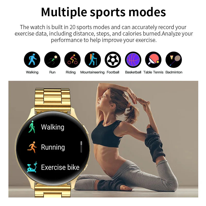 LIGE Bluetooth Call Smart Watch Women Man Temperature Watches AI Voice Assistan Sport Fitness Bracelet Clock Gold Smartwatch Men