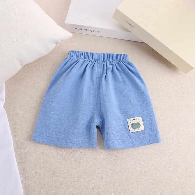 Kids Summer Shorts Boys Girls Korean Style Cotton and Linen Short Pants Toddler Little Children Cute Shorts