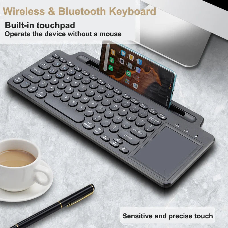 2.4G Wireless Bluetooth Keyboard With Touchpad Multi-Function Button Mini Keyboard For Windows Android IOS Tablet TV Laptop PC